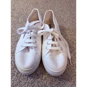 Superga White Canvas Low Top Sneakers Women’s 6.5 EU 37.5 Lace-Up